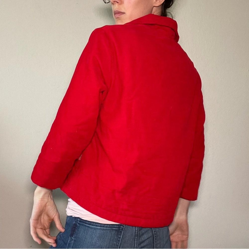 Kenzo Jungle Red Chord Jacket Peter Pan Collar - Picture 3 of 16
